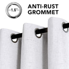 H.VERSAILTEX Linen Curtains 100% Blackout Curtains for Bedroom 54 inch Long Full Light Blocking Nature Linen Blended Window Curtains for Living Room Nickel Grommet (2 Panels, Heathered White)