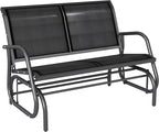 Outsunny 2-Person Outdoor Glider Bench, Patio Double Swing Rocking Chair Loveseat w/Powder Coated Steel Frame for Backyard Garden Porch, Black