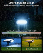 EZVALO Solar Spot Lights Outdoor IP67 Waterproof, Adjustable Solar Landscape Lights, 3 Lighting Modes Solar Spotlights for Outside Yard Garden Plant Trees Pathway Flag (Cool White-2Pack)