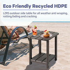 LZRS Outdoor Side Table - 2-Tier Adirondack HDPE Patio End Table for Pool, Porch,Balcony & Backyard,Weather Resistance for Indoor and Outdoor use(Brown Mixture)
