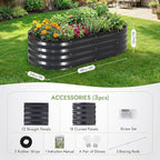 INNO STAGE 3Pcs Galvanized Raised Garden Bed Kit, Outdoor Metal Raised Garden Beds for Vegetables, Rust-Resistant & Easy Assembly, 4x2x1ft Oval Raised beds for Gardening, Flowers, Herbs (CoatedGrey)