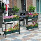 OYEAL Raised Garden Bed with Legs & & Trellis 32" Tall Vertical Herb Garden Planter Indoor Outdoor Elevated Flower Beds for Gardening, Vegetables, Herbs, Patio, Balcony, Backyard, Green