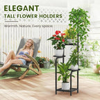 TOSKING 5 Tier Tall Plant Stand Indoor Outdoor, Heavy Duty Corner Shelf for Plants & Decor, Space Saving 3.9FT Metal Flower Pot Stand for Balcony, Garden, Living Room, Patio (Black, 47in)