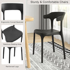 VECELO 4 Pack Plastic Stacking Chairs, Stackable Dining Chairs for Kitchen Restaurant Patio, Portable Indoor Outdoor Use, No Assembly Required, Black