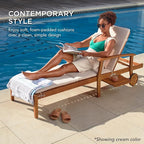 Best Choice Products 79x26in Acacia Wood Chaise Lounge Chair Recliner, Outdoor Furniture for Patio, Poolside w/Slide-Out Side Table, Foam-Padded Cushion, Adjustable Backrest, Wheels - Navy Blue