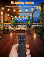 Brightever LED Outdoor String Lights with Remote, 100FT Commercial Grade Waterproof Outdoor Patio Lights, 30+2 ST38 Dimmable Edison Bulbs, 2700K Warm White Rope Light for Outside, Low Voltage 24V