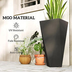Outsunny Set of 3 Tall Planters, 28.75", 24.5", 20.5", MgO Indoor Outdoor Planters with Drainage Holes, Stackable Flower Pots for Garden, Patio, Balcony, Front Door, Black