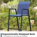 Patio Bar Chairs Set of 2, 44-Inch Blue Metal Textilene Seat