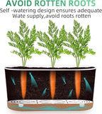QCQHDU 16" L x 7.6" W x 7" H Window Planter Box, 2 Pack Self Watering Pots for Indoor Plants with Drainage Holes & Saucer, Outdoor Flower Pots Home Garden Modern Decor
