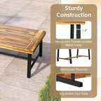 Tangkula Outdoor Acacia Wood Coffee Table, Rectangle Rustic Accent Table with Thickened Top & Heavy-Duty Metal Legs, for Patio, Deck, Garden, Natural