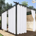 HolidayIdeas White Outdoor Curtains for Patio Waterproof, 4 Panels - 54 x 108 Inch - Privacy Protection & Light Filtering Curtains Grommet Outside Curtains for Porch, Gazebo, Pergola, Backyard