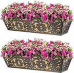 4 Pack 30 Inch Window Boxes Planters Railing Planter Box with Adjustable Brackets & Coco Liners Fabric Plant Grow Bags Deck Railing Planter Boxes Balcony Hanging Flower Box for Outdoor Plants