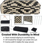 SAND MINE Reversible Mats, Plastic Straw Rug, Modern Area Rug, Large Floor Mat and Rug for Outdoors, RV, Patio, Backyard, Deck, Picnic, Beach, Trailer, Camping, Black & Beige, 10' x 14'