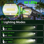 Solar Spot Lights Outdoor 1000 Lumens, 64 LEDs IP67 Waterproof Landscape Lighting with 4 Modes - 2-in-1 Solar Spotlight & Pathway Light for Garden, Yard, Patio Decor, 4 Pack