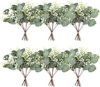 Artificial Eucalyptus Greenery Stems, 40 Pack, Silver Dollar Style, Green
