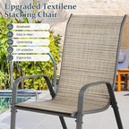 TLSUNNY 7 Pieces Patio Dining Set, Outdoor Table and Chairs W/1.69″ Umbrella Hole, 30"X 55" Table and Stackable Textilene Chair, All Weather Patio Furniture Set (Umbrella not Included) (Brown)