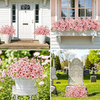 MACTING 24 Bundles Artificial Flowers for Outdoors Fake Flowers UV Resistant Faux Plastic Plants No Fade for Planters Window Box Patio Porch Garden Home Indoor Outdoor Spring Decorations,Pink