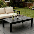Outdoor Rectangle Patio Aluminum Coffee Tables for Outside, All Weather Patio Slatted Tabletop for Indoor or Outdoor Use