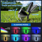 KEV Solar Spot Lights Outdoor,18 LEDs Color Changing RGB Solar Flood Lights with 8 Modes &IPX65 Waterproof,Halloween Solar Spotlight for Driveway/Backyard/Landscape/Tree(Multicolor,2 Pack)