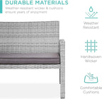 Conversation Set, 4-Piece Outdoor Wicker Patio Set with Coffee Table, Gray