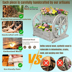 NestNature Wooden Wagon Planter Box,Raised Garden Bed,Decorative Garden Planters with Wheels-Outside Flower Pots for Indoor/Outdoor Décor Plants (Antique White)