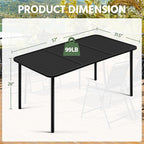 Yaheetech Outdoor Dining Table for 6 Person, Rectangular Slatted Metal Patio Table for Deck Garden Lawn Backyard Use, Black
