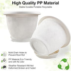 Plastic Flower Pots Planters For Indoor Plants, 3 Pack 10 Inch White Plant Pots With Drainage Hole & Tray, Modern Decorative Large Plant Pot With Saucer For Indoor Outdoor Plants Garden House Planter