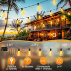 Outdoor String Led Patio Lights - 200Ft 60M Outside Waterproof Light with Remote Dimmable ST38 Shatterproof Bulb Hanging Outdoor Electric Lighting for Backyard Yard Gazebo Porch Party