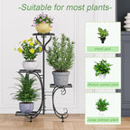 Plant Stand Indoor Outdoor Shelf 4Tier Metal Holder Pot Rack Multiple Plants Stand Tall Flower Shelf Corner Living Room Garden,Black (Black, 4 Pots)