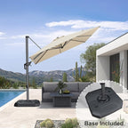 PURPLE LEAF 8 Feet Square Cantilever Umbrella Patio Umbrella with Base Outdoor Umbrella Aluminum with 360-degree Rotation for Garden Deck Pool Patio Beige