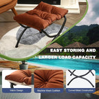15" Foldable Foot Stool Ottoman with Metal Frame - Washable Brown Upholstered Indoor/Outdoor Footrest for Living Room, Bedroom, Patio - Space-Saving Compact Design