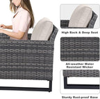 Belord Wicker Patio Furniture 5 Piece Outdoor Sofa Set, Oversize Outdoor Dining Chairs with Rattan Ottomans, Conversation Sets Patio Furniture Come with Removable Washable