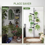 Tension Rod Plant Stand, Plant Poles for Hanging Plants Indoor, Metal Tension Pole Plant Stand with 6 Hangers, Floor to Ceiling Hanging Plants Stand(Fit 3.6-10ft)