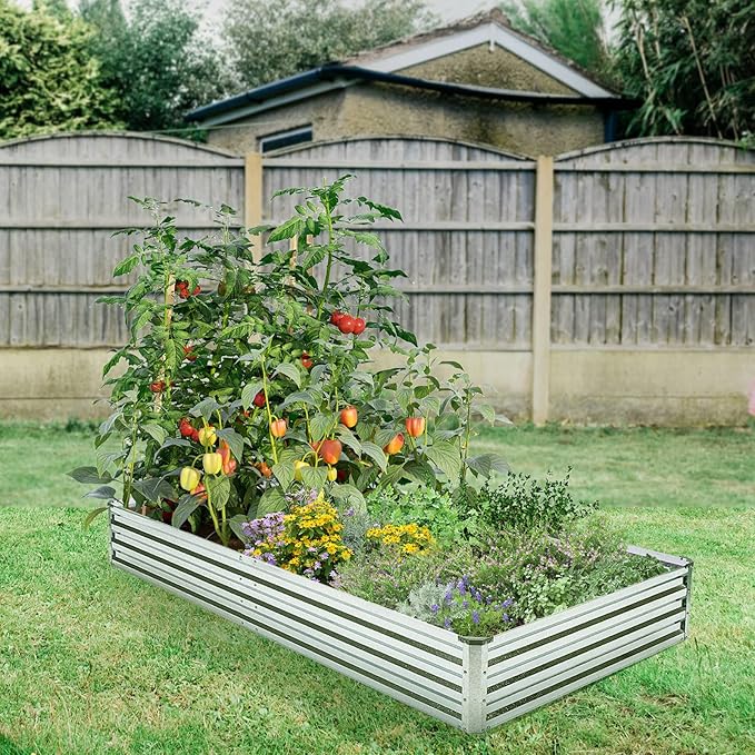 Galvanized Raised Garden Bed Kit - Metal Raised Planter 2pcs/Pack 6'x3'x1' for Flowers Plants, Vegetables Herb