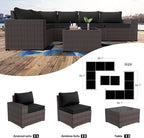 Kullavik 12 Pieces Outdoor Patio Furniture Set PE Wicker Rattan Sectional Sofa Patio Conversation Sets,Black