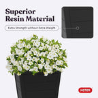 Keter Set of 2 Modern 22‑Inch Tall Outdoor Flower Pots – Large Resin Tapered Planters for Outdoor Plants, Front Porch & Patio Decor, Wood‑Look Design, Graphite