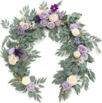 Artificial Flower Garland, 6 Ft Eucalyptus Rose, Lilac and Cream