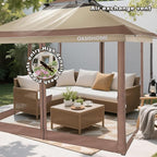 OASISHOME Pop-up Gazebo Portable Instant Canopy Tent 12x12, One-Push Locking System, with 4 Mesh Sidewall, Wheeled Bag, for Patio/Backyard/Outdoor/Parties/Events (Khaki)