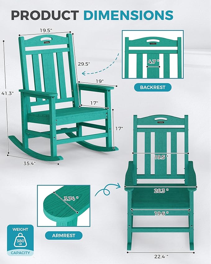 Oversized Outdoor Rocking Chairs Set of 3 – Aruba Blue