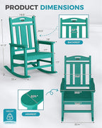 Ciokea Oversized Outdoor Rocking Chairs Set of 4, 380lbs Heavy-Duty Large Patio Rocker, High Back Cozy Porch Chairs, Weather Resistant Patio Rocking Chairs for Outside, Fire Pit, Deck, Aruba Blue