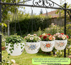 Set of 4-8 Inch Self Watering Hanging Planters for Indoor Outdoor，Hanging Plant Pots with Drainage & Removable Tray, Hanging Pots Holder for Ivy, Pothos, Ferns, Balcony & Patio, White