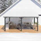 AECOJOY 16' x 10' Gazebo Outdoor Pergola, 10x16 Large Wall-Mounted Hardtop Lean to Metal Gazebo Shelter Pergolas and Gazebos Clearance with Patio Roof, Heavy Duty Awnings for Backyard, Decks