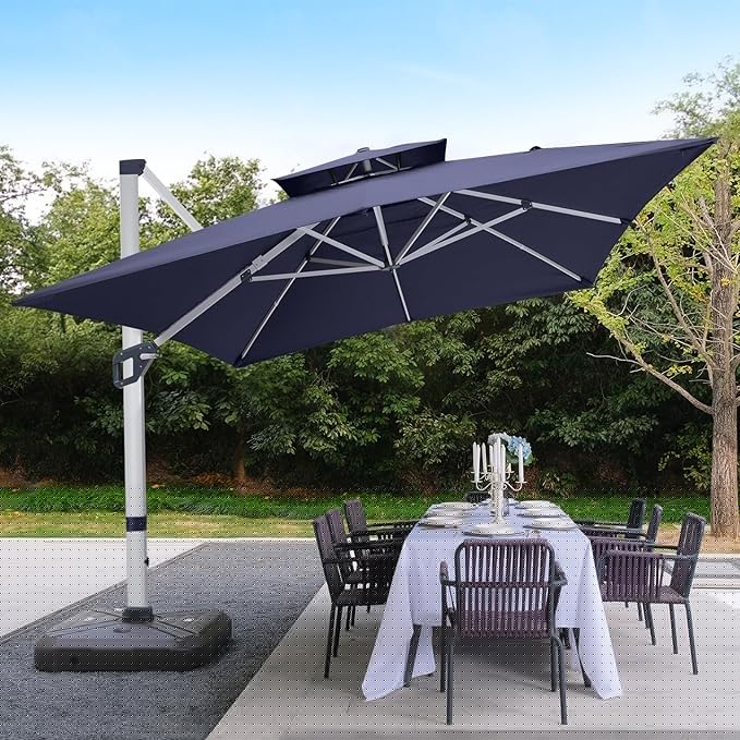 ABCCANOPY Patio Umbrella Cantilever Double Top Outdoor Offset Umbrella with 360° Rotation