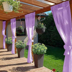 SpaceDresser Waterproof Outdoor Sheer Curtains for Patio - 2 Panels Rod Pocket Indoor Voile Sheer Curtain for Living Room,52W x 108L inch, Lavender
