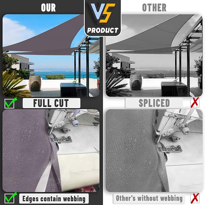 LOVE STORY Custom Size 16'x16'x22.6' Dark Grey Sun Shade Sail Right Triangle Sunhsade Fabric Awning Canopy for Patio Backyard Carport Pergola (Customized)