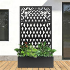 Metal Raised Garden Bed with Trellis & Privacy Screen, 71"x40"x11.8" Galvanized Freestanding Planter Box for Patio Balcony, Modern Planter with Drainage for Climbing Plants, Flowers & Vegetable