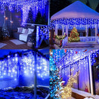 String Lights, 99 ft Outdoor LED Strand with 1216 Bulbs, Blue