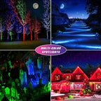 APONUO Solar Spot Lights - Outdoor 6-in-1 Landscape Lights, Dusk to Dawn Solar Uplights, IP65 Waterproof, 9.8ft Cable for Yard, Pathway, Garden, Tree Decoration (Multicolor)