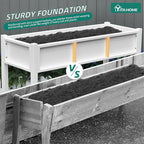 YITAHOME Raised Garden Bed HDPE, 47x18x31In Raised Flower Bed Poly-Wood Weather-Resistant Elevated Planter Box with Lockable Wheels & Storage Shelf for Vegetable Flower, White