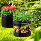 3 Pack 20 Gallon 360° Visibility Potato Grow Bags with Shading Flap, Plant Grow Bags for Growing Potatoes Heavy Duty Thickened Nonwoven Fabric Gardening Vegetable Growing Bags with Harvest Window
